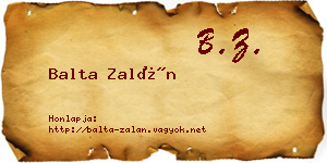 Balta Zalán névjegykártya